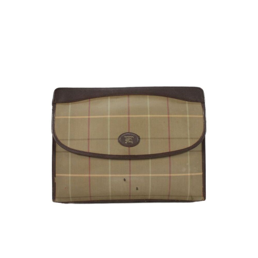 Burberry Unisex Adults Leather Trim Canvas Printed Laptop Case Brown 14"
